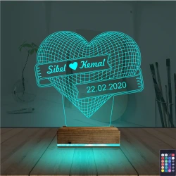 Kalp Sevgiliye Hediye Kişiye Özel 3D Lamba - Masa Gece Lambası Kalp Sevgiliye Hediye Kişiye Özel 3D Lamba - Masa Gece Lambası