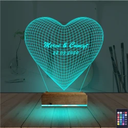 Kalp Sevgiliye Hediye Kişiye Özel 3D Lamba - Masa Gece Lambası Kalp Sevgiliye Hediye Kişiye Özel 3D Lamba - Masa Gece Lambası