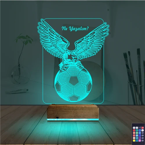 Kartal Futbol Topu Kişiye Özel 3D Lamba - Masa Gece Lambası