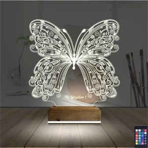 Kelebek Kişiye Özel 3D Lamba - Masa Gece Lambası Kelebek Kişiye Özel 3D Lamba - Masa Gece Lambası