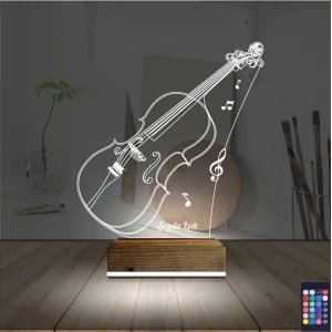 Keman Müzik Enstrüman Kişiye Özel 3D Lamba - Masa Gece Lambası Keman Müzik Enstrüman Kişiye Özel 3D Lamba - Masa Gece Lambası