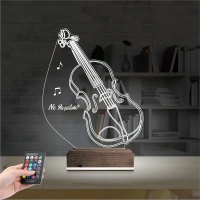 Keman Müzik Enstrüman Kişiye Özel 3D Lamba - Masa Gece Lambası