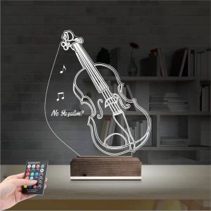 Keman Müzik Enstrüman Kişiye Özel 3D Lamba - Masa Gece Lambası Keman Müzik Enstrüman Kişiye Özel 3D Lamba - Masa Gece Lambası