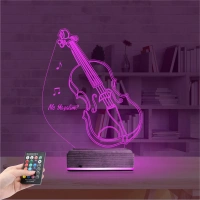 Keman Müzik Enstrüman Kişiye Özel 3D Lamba - Masa Gece Lambası