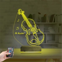 Keman Müzik Enstrüman Kişiye Özel 3D Lamba - Masa Gece Lambası