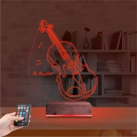 Keman Müzik Enstrüman Kişiye Özel 3D Lamba - Masa Gece Lambası
