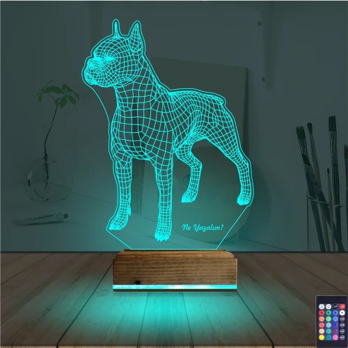 Köpek Boxer Kişiye Özel 3D Lamba - Masa Gece Lambası