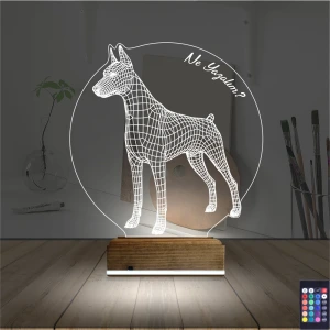 Köpek Doberman Kişiye Özel 3D Lamba - Masa Gece Lambası Köpek Doberman Kişiye Özel 3D Lamba - Masa Gece Lambası