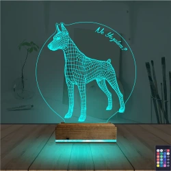Köpek Doberman Kişiye Özel 3D Lamba - Masa Gece Lambası Köpek Doberman Kişiye Özel 3D Lamba - Masa Gece Lambası