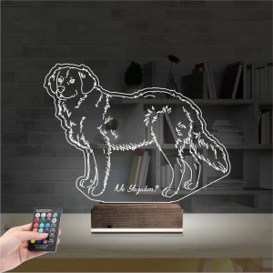 Köpek Golden Kişiye Özel 3D Lamba - Masa Gece Lambası Köpek Golden Kişiye Özel 3D Lamba - Masa Gece Lambası