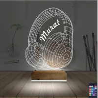 Dj Müzik Kulaklık Kişiye Özel 3D Lamba - Masa Gece Lambası Dj Müzik Kulaklık Kişiye Özel 3D Lamba - Masa Gece Lambası