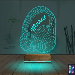 Dj Müzik Kulaklık Kişiye Özel 3D Lamba - Masa Gece Lambası Dj Müzik Kulaklık Kişiye Özel 3D Lamba - Masa Gece Lambası