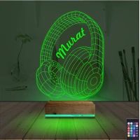 Dj Müzik Kulaklık Kişiye Özel 3D Lamba - Masa Gece Lambası Dj Müzik Kulaklık Kişiye Özel 3D Lamba - Masa Gece Lambası