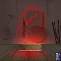 Dj Müzik Kulaklık Kişiye Özel 3D Lamba - Masa Gece Lambası Dj Müzik Kulaklık Kişiye Özel 3D Lamba - Masa Gece Lambası