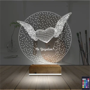Kalp Melek Sevgiliye Hediye Kişiye Özel 3D Lamba - Masa Gece Lambası Kalp Melek Sevgiliye Hediye Kişiye Özel 3D Lamba - Masa Gece Lambası