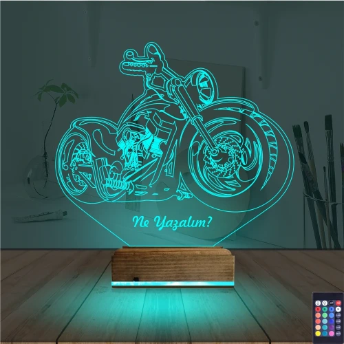 Motorsiklet Harley Motor Kişiye Özel 3D Lamba - Masa Gece Lambası