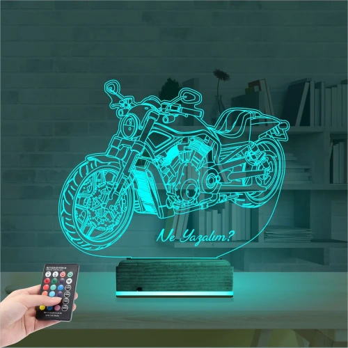 Motorsiklet Harley Motor Kişiye Özel 3D Lamba - Masa Gece Lambası