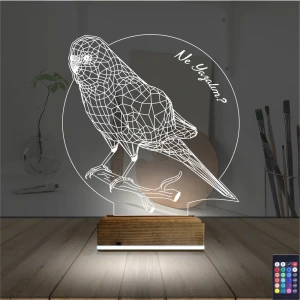 Mubbet Kuşu Kuş Kişiye Özel 3D Lamba - Masa Gece Lambası Mubbet Kuşu Kuş Kişiye Özel 3D Lamba - Masa Gece Lambası