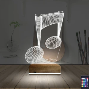 Müzik Nota Müzisyen Kişiye Özel 3D Lamba - Masa Gece Lambası Müzik Nota Müzisyen Kişiye Özel 3D Lamba - Masa Gece Lambası