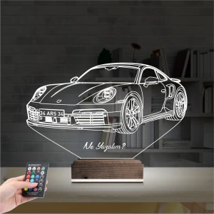 Spor Araba Phorsche Kişiye Özel 3D Lamba - Masa Gece Lambası Spor Araba Phorsche Kişiye Özel 3D Lamba - Masa Gece Lambası