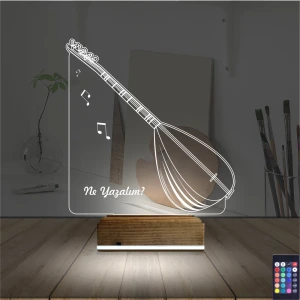 Saz Müzik Nota Kişiye Özel 3D Lamba - Masa Gece Lambası Saz Müzik Nota Kişiye Özel 3D Lamba - Masa Gece Lambası