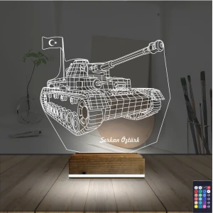 Tank Tankçı Asker Kişiye Özel 3D Lamba - Masa Gece Lambası Tank Tankçı Asker Kişiye Özel 3D Lamba - Masa Gece Lambası