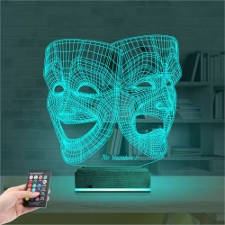 Tiyatro Gülen Ağlayan Yüz Kişiye Özel 3D Lamba - Masa Gece Lambası Tiyatro Gülen Ağlayan Yüz Kişiye Özel 3D Lamba - Masa Gece Lambası