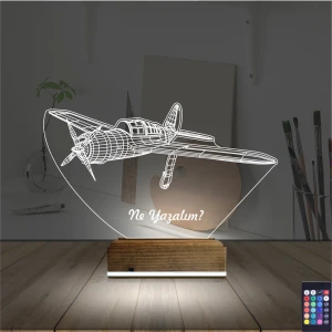 Pırpır Uçak Pilot Kişiye Özel 3D Lamba - Masa Gece Lambası Pırpır Uçak Pilot Kişiye Özel 3D Lamba - Masa Gece Lambası