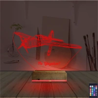 Pırpır Uçak Pilot Kişiye Özel 3D Lamba - Masa Gece Lambası