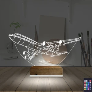 Uçak Kaptan Pilot Kişiye Özel 3D Lamba - Masa Gece Lambası Uçak Kaptan Pilot Kişiye Özel 3D Lamba - Masa Gece Lambası
