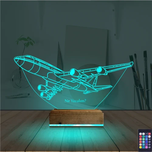 Uçak Kaptan Pilot Kişiye Özel 3D Lamba - Masa Gece Lambası