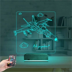 Savaş Uçağı Pilot Kişiye Özel 3D Lamba - Masa Gece Lambası