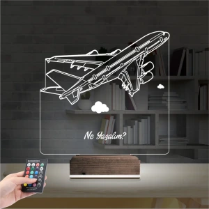 Uçak Kaptan Pilot Kişiye Özel 3D Lamba - Masa Gece Lambası Uçak Kaptan Pilot Kişiye Özel 3D Lamba - Masa Gece Lambası