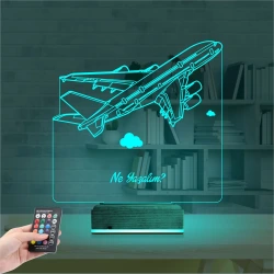Uçak Kaptan Pilot Kişiye Özel 3D Lamba - Masa Gece Lambası