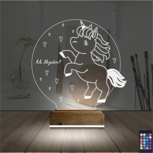 Unicorn At Çocuk Odası Kişiye Özel 3D Lamba - Masa Gece Lambası Unicorn At Çocuk Odası Kişiye Özel 3D Lamba - Masa Gece Lambası