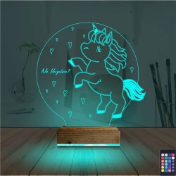 Unicorn At Çocuk Odası Kişiye Özel 3D Lamba - Masa Gece Lambası Unicorn At Çocuk Odası Kişiye Özel 3D Lamba - Masa Gece Lambası