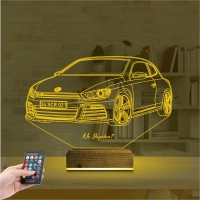 Araba Volkswagen Scirocco Kişiye Özel 3D Lamba - Masa Gece Lambası