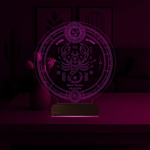 Astroloji Akrep Burcu Kişiye Özel 3D Lamba - Masa Gece Lambası