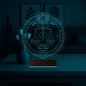 Astroloji Terazi Burcu Kişiye Özel 3D Lamba - Masa Gece Lambası Astroloji Terazi Burcu Kişiye Özel 3D Lamba - Masa Gece Lambası