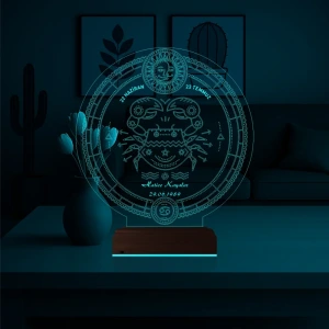 Astroloji Yengeç Burcu Kişiye Özel 3D Lamba - Masa Gece Lambası