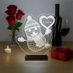 Kardan Adam Kalp Yılbaşı Hediyesi Kişiye Özel 3D Lamba - Masa Gece Lambası Kardan Adam Kalp Yılbaşı Hediyesi Kişiye Özel 3D Lamba - Masa Gece Lambası