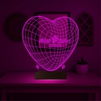 Kalp Sevgiliye Hediye Kişiye Özel 3D Lamba - Masa Gece Lambası