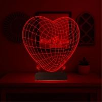 Kalp Sevgiliye Hediye Kişiye Özel 3D Lamba - Masa Gece Lambası