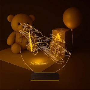 Pırpır Uçak Pilot Kişiye Özel 3D Lamba - Masa Gece Lambası Pırpır Uçak Pilot Kişiye Özel 3D Lamba - Masa Gece Lambası