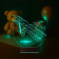 Pırpır Uçak Pilot Kişiye Özel 3D Lamba - Masa Gece Lambası