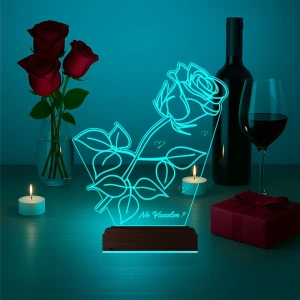 Sevgiliye Hediye Gül Kişiye Özel 3D Lamba - Masa Gece Lambası Sevgiliye Hediye Gül Kişiye Özel 3D Lamba - Masa Gece Lambası