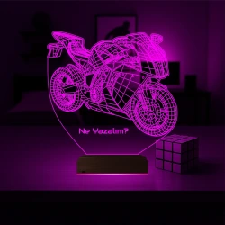 Motor Motorcu Motorsiklet Kişiye Özel 3D Lamba - Masa Gece Lambası