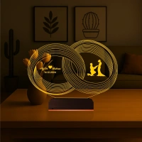 Alyans Yüzük Yıldönümü Kişiye Özel 3D Lamba - Masa Gece Lambası