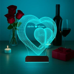 Kalp Sevgiliye Hediye Kişiye Özel 3D Lamba - Masa Gece Lambası Kalp Sevgiliye Hediye Kişiye Özel 3D Lamba - Masa Gece Lambası