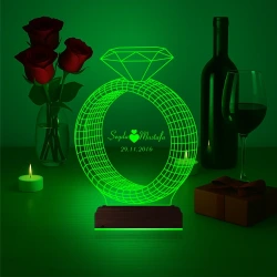 Sevgiliye Hediye Tek Taş Yüzük Kişiye Özel 3D Lamba - Masa Gece Lambası Sevgiliye Hediye Tek Taş Yüzük Kişiye Özel 3D Lamba - Masa Gece Lambası